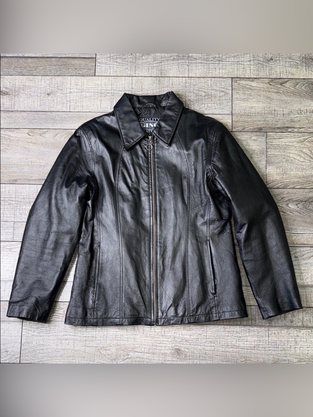 Gino Quality Leather Elegant Black Ladies Jacket